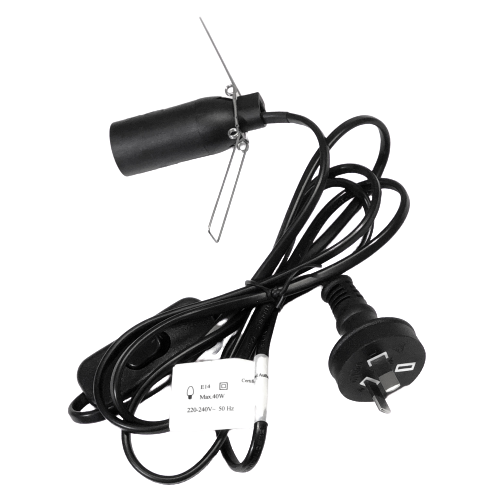 Replacement Crystal Lamp Power Cord – Black (220V-240V)